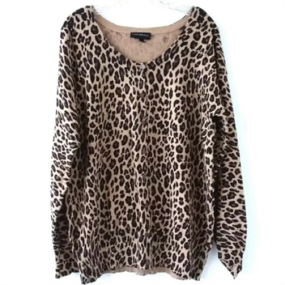 🐆 Lane Bryant, Leopard Print Knit Cardigan